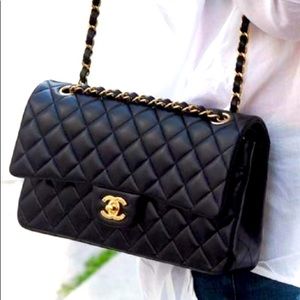 Classic Black Chanel Pebbled Caviar Bag